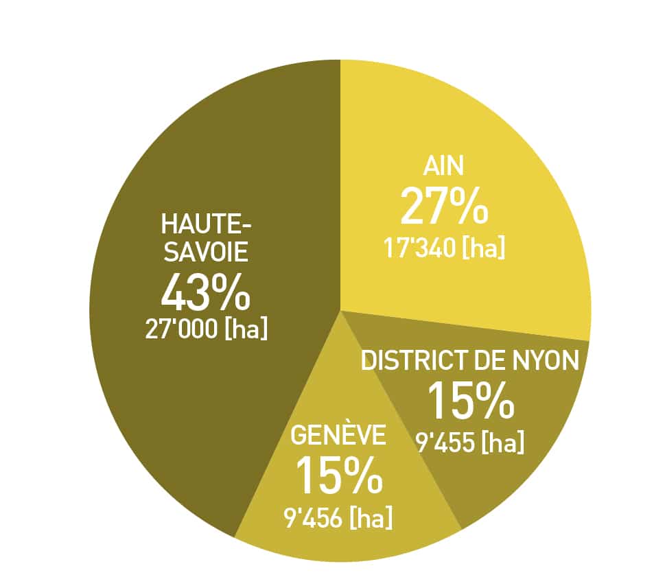 Graphique surfaces agricoles par territoires